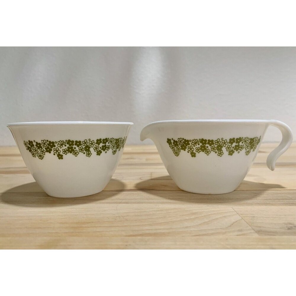 Rare Vintage Corelle Crazy Daisy Spring Blossom Hook Handle Cream Sugar Bowl Set